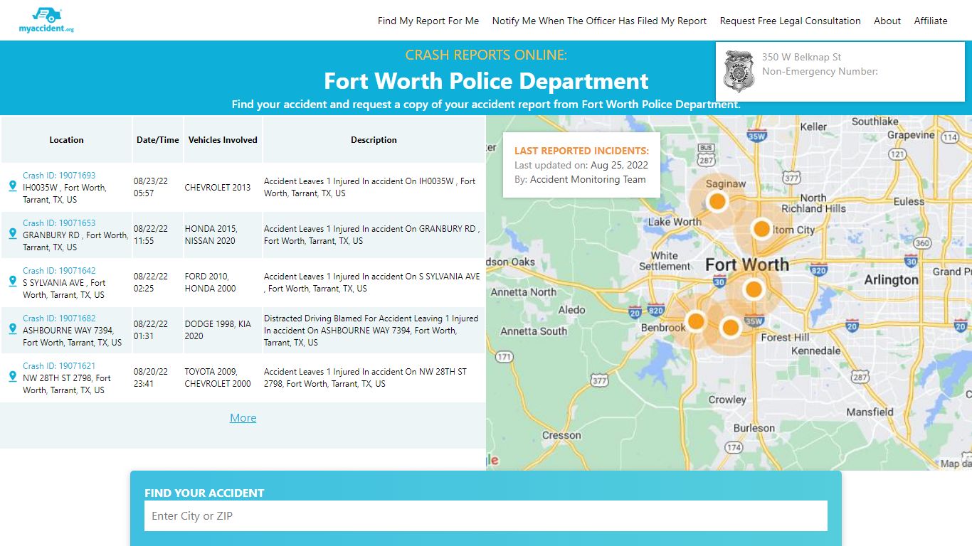 Online Crash Reports for Fort Worth Police Department - MyAccident.org