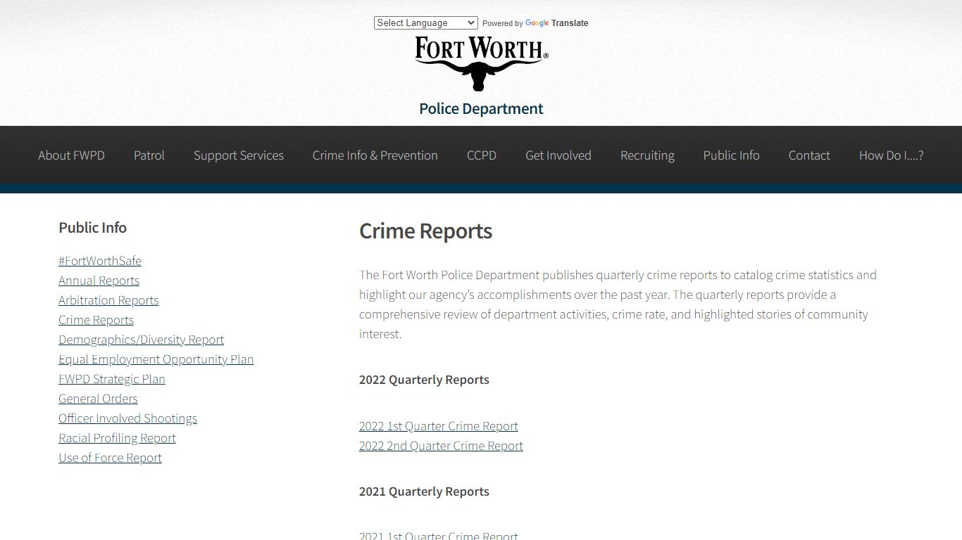 Crime Reports - Welcome to the Fort Worth Police Department